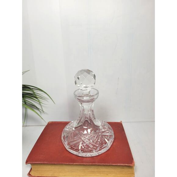 Vintage Miniature Ships Decanter Clear Crystal Pressed Glass